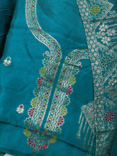 Neck Embroidery Chanderi Unstitched Suit With Dupatta